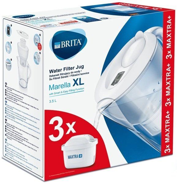 Фильтр-кувшин Brita Marella XL Memo + 3 картриджа 3.5 л (2 л очищенной воды) белый Brita Marella XL White +3 фото